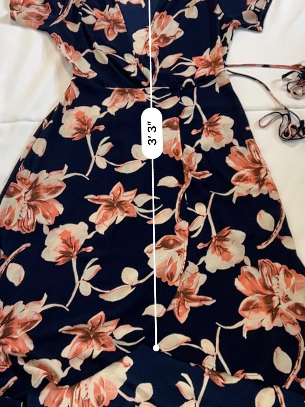 Peppermint Navy Coral Floral High-Low‎ Wrap Maxi Dress L Flutter Sleeve - Picture 11 of 16